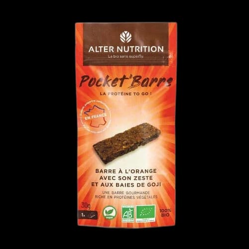 Alter Nutrition Barre hyper proteinee bio orange et baie de goji