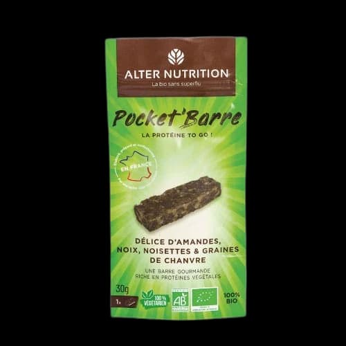 Alter Nutrition Barre proteinee noix, amandes et graines de chanvre